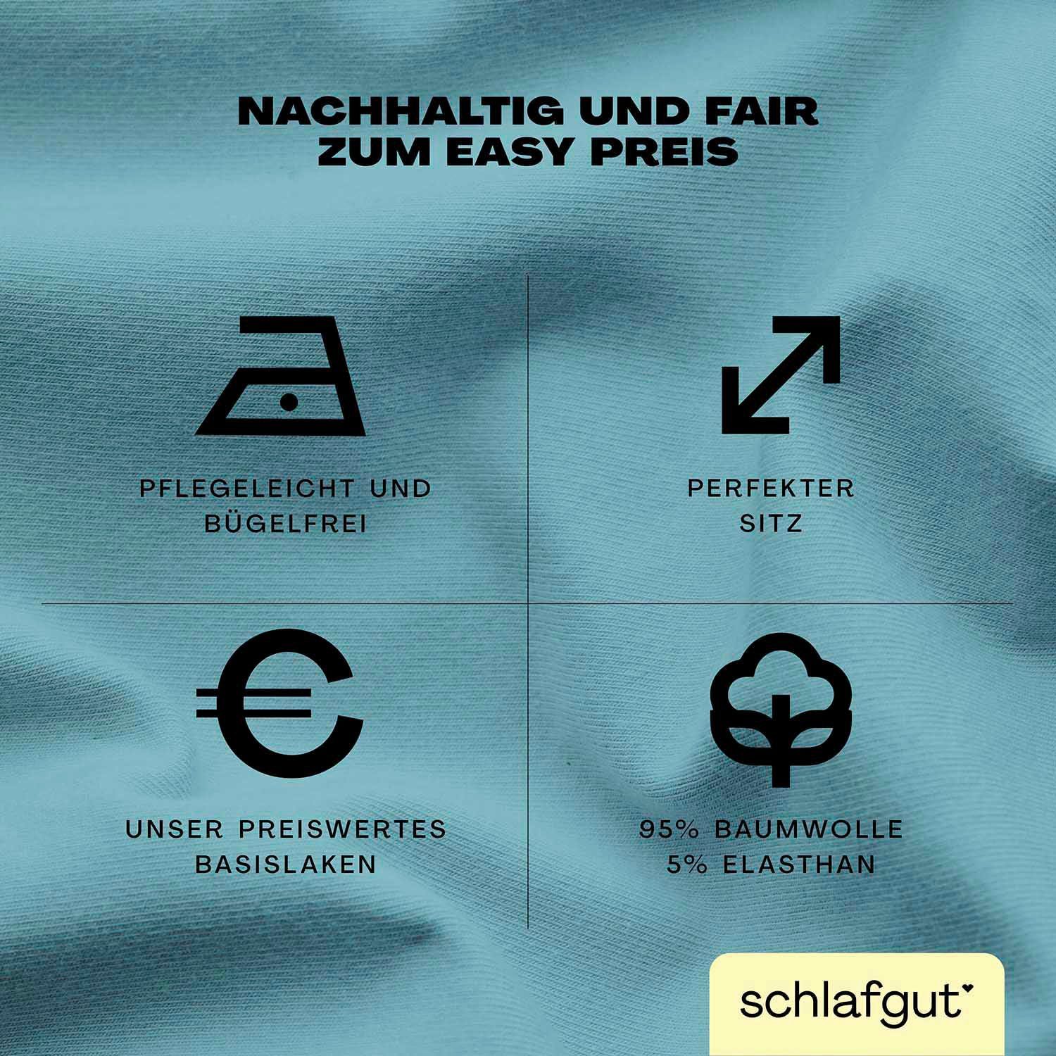 Spannbettlaken EASY Jersey Elasthan Boxspring, Schlafgut, Jersey, Gummizug: rundum, (1 Stück), MADE IN GREEN by OEKO-TEX®