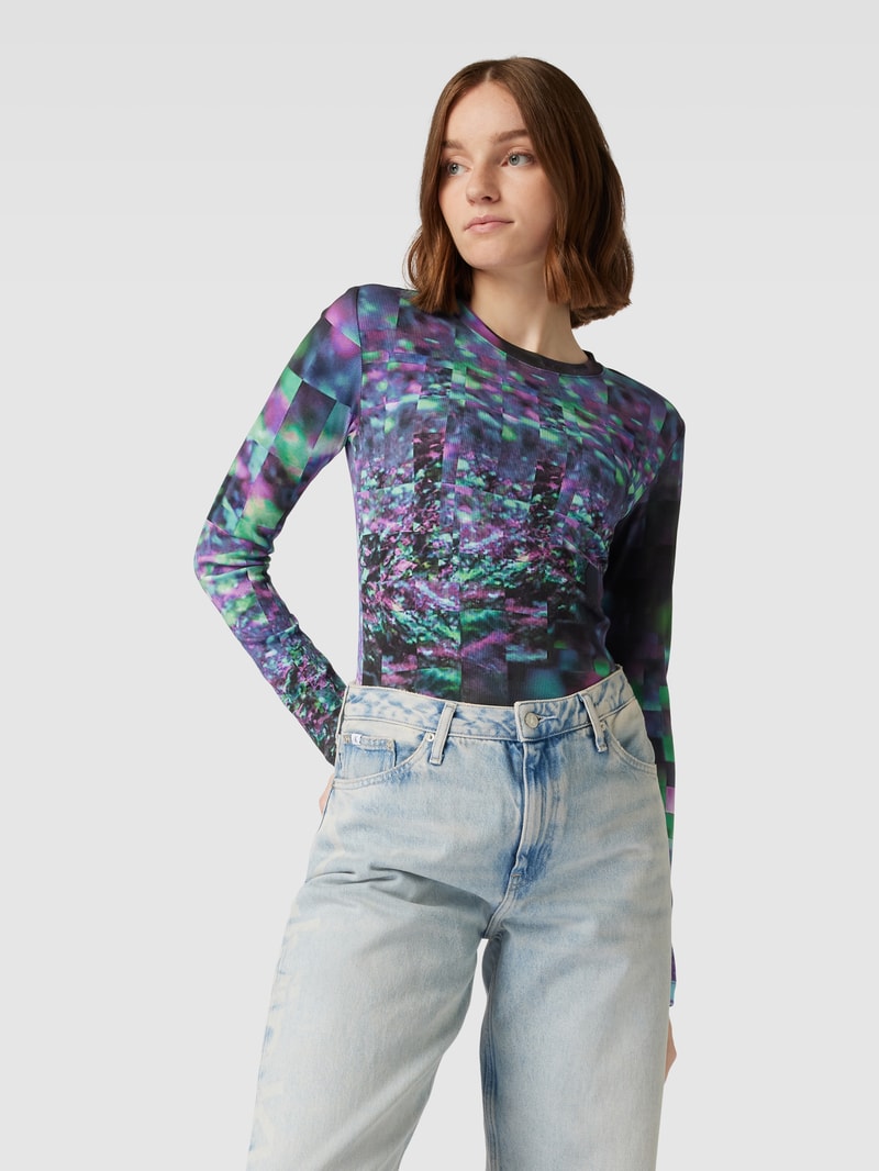 Longsleeve im Allover-Look Modell 'HYPER' in black