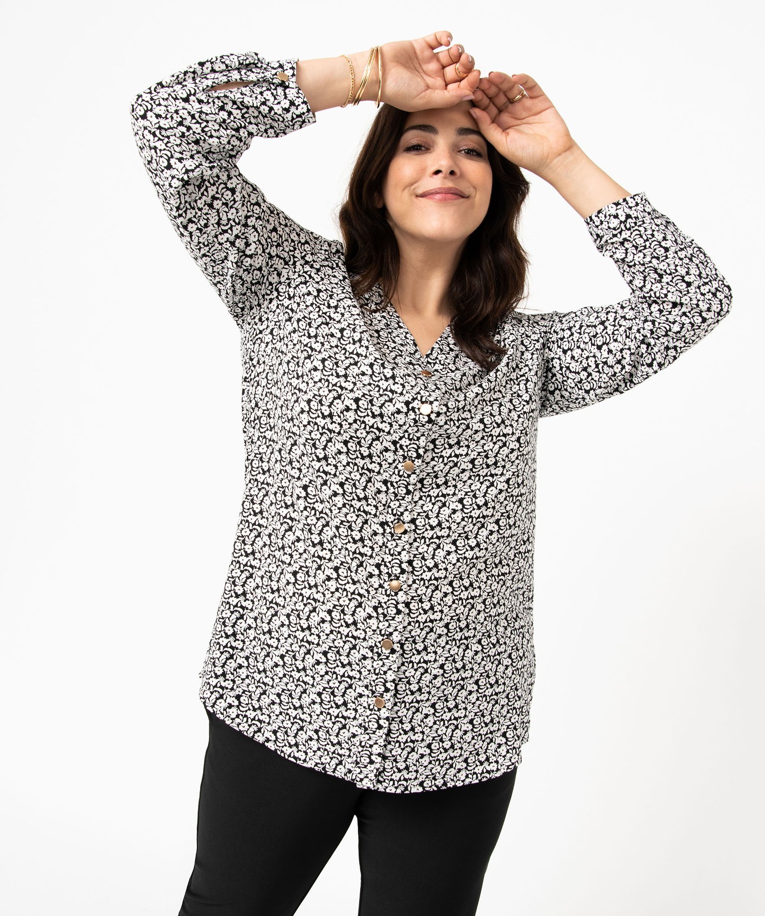 Chemise à manches longues imprimée femme grande taille imprime | GEMO