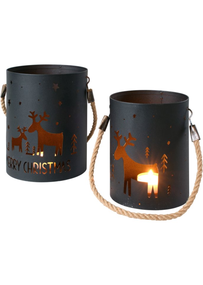 Windlicht mit Ausstanzungen (2tlg.Set)