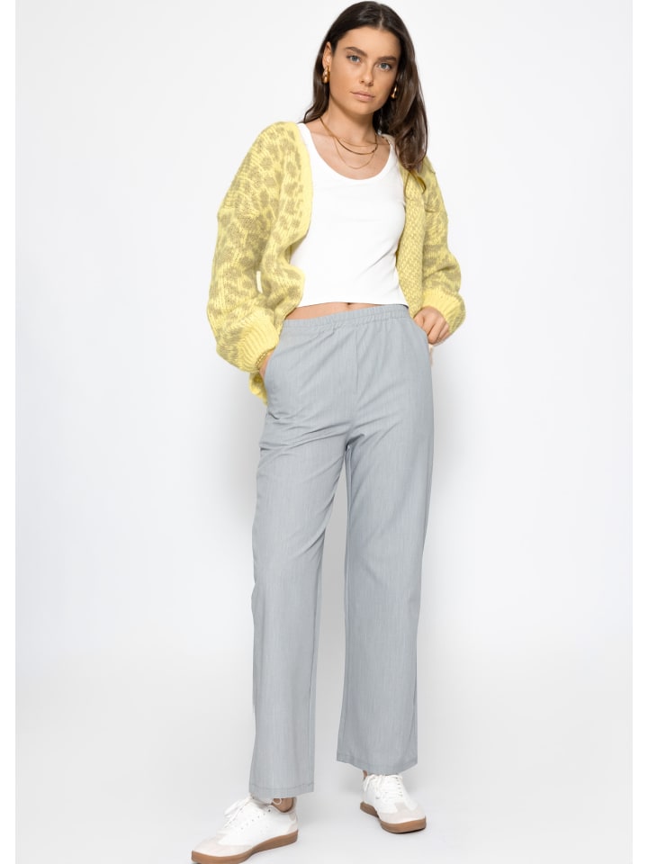 SASSYCLASSY Kurzer Cardigan mit Leo-Print in Gelb günstig kaufen