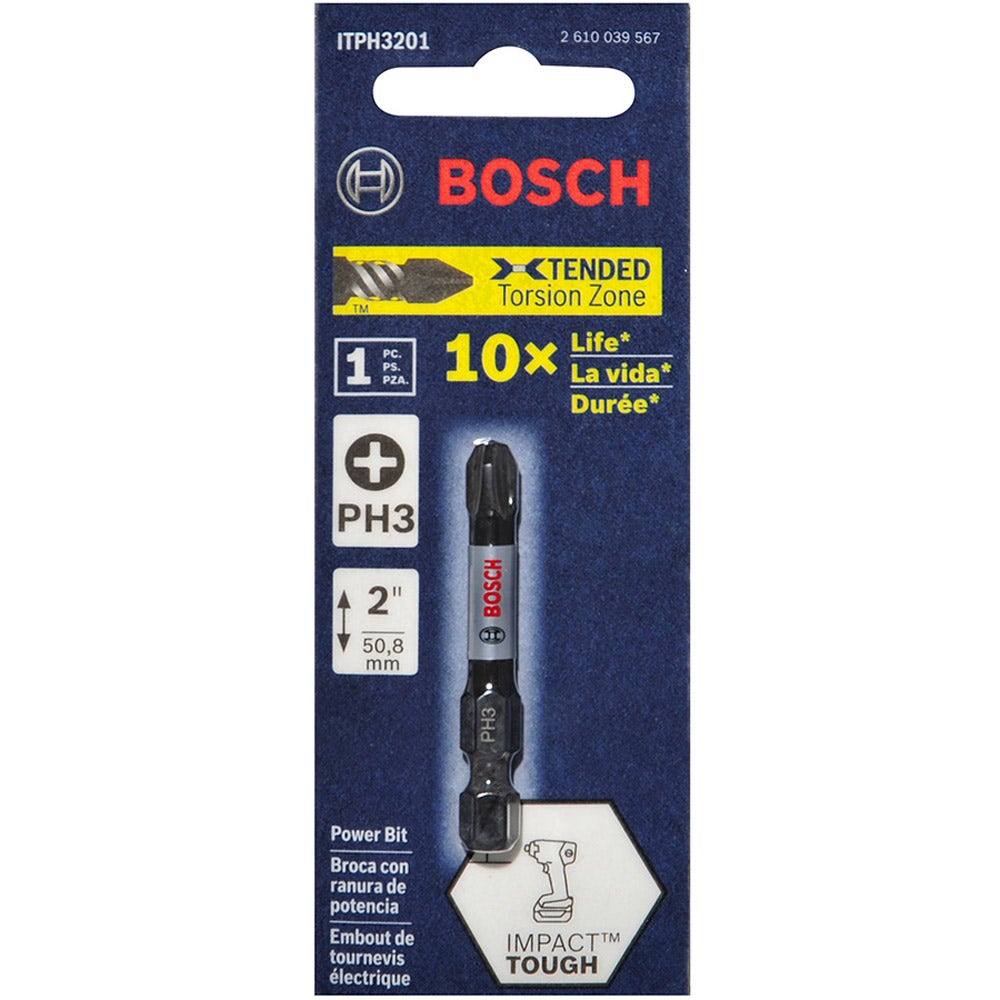 Pontas de chave de impacto Phillips BOSCH PH3 x 50 mm – RESISTENTES A IMPACTOS