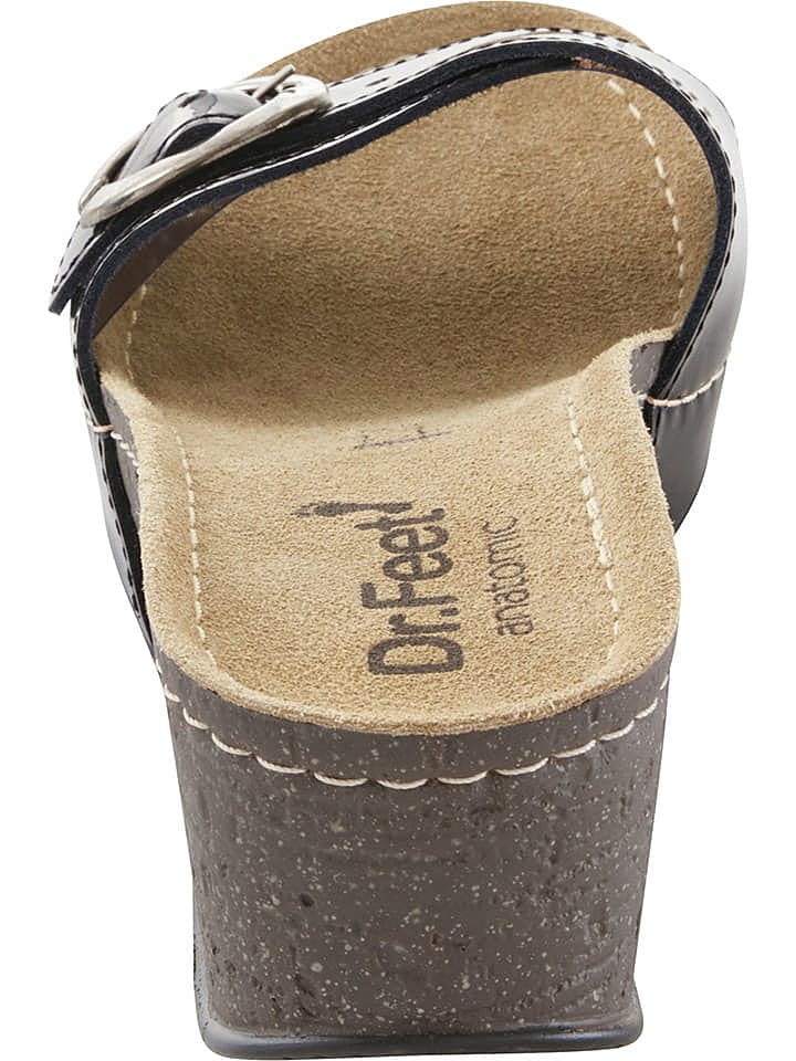 Dr. Feet Leder-Keilpantoletten in Schwarz günstig kaufen 42
