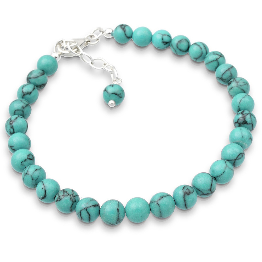 Elli Elli Bracelet Femme Boho de Balle Ajustable avec un Howlit Turquoise en Argent St Bracelet