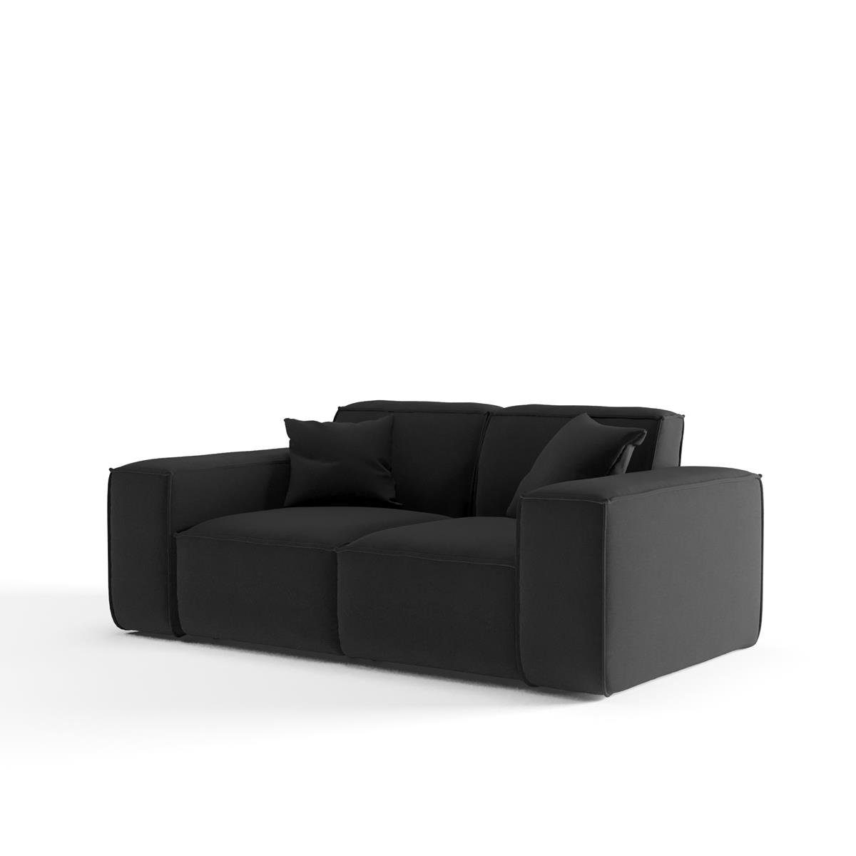 Beautysofa Sofa Lugano, 2-Sitzer Sofa aus Cordstoff oder Velourstoff, Zweisitzer im modernes Stil, inlusive Wellenfedern, mit Breite Armlehnen