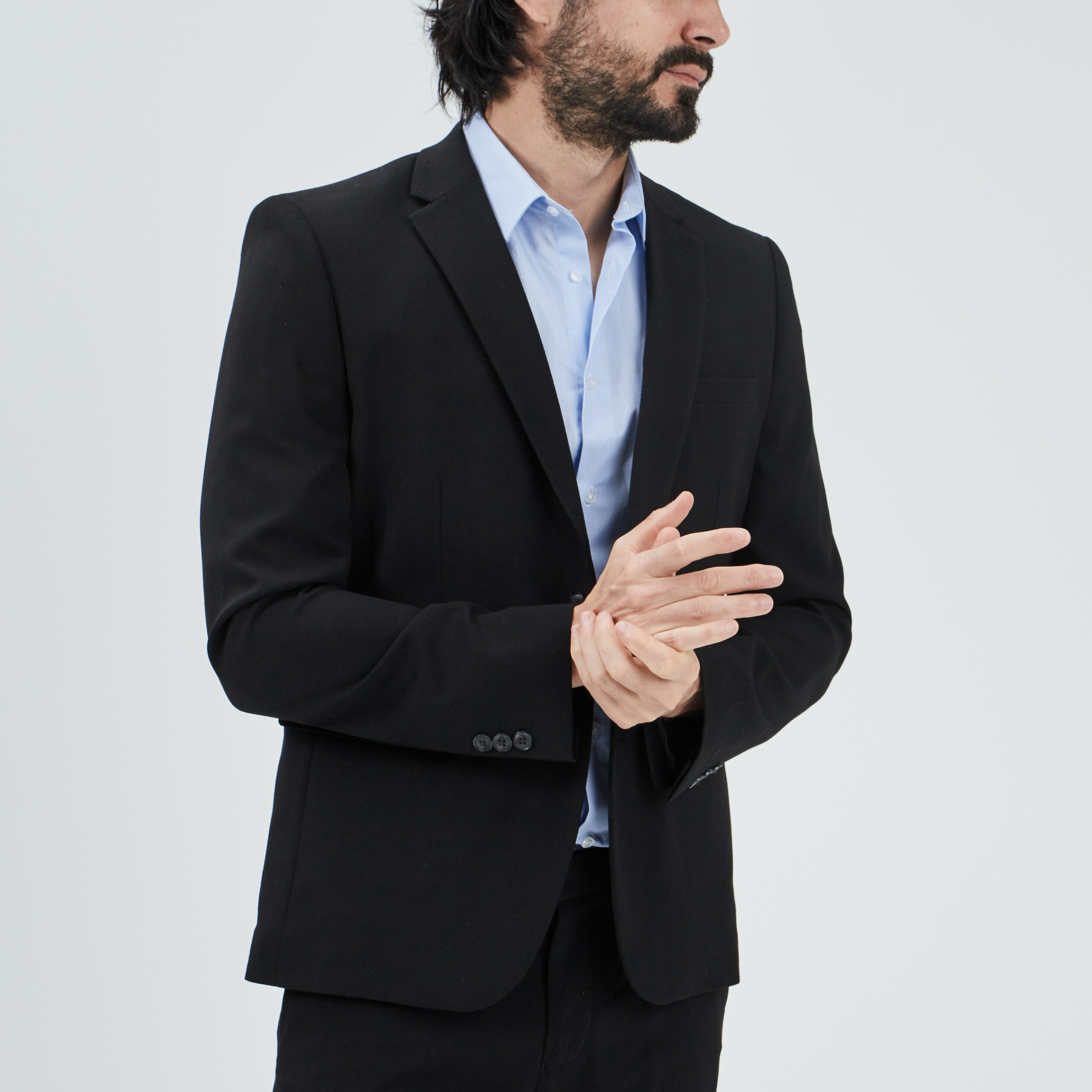 Veste ajustée boutonnée noir homme | La Halle