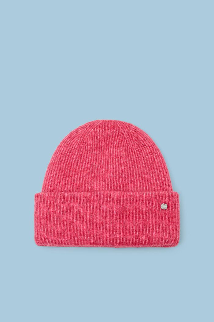 Gerippte Beanie aus Mohair-Wolle-Mix