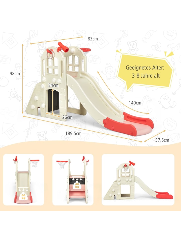 COSTWAY 6 in 1 Spielplatz in Rosa günstig kaufen onesize