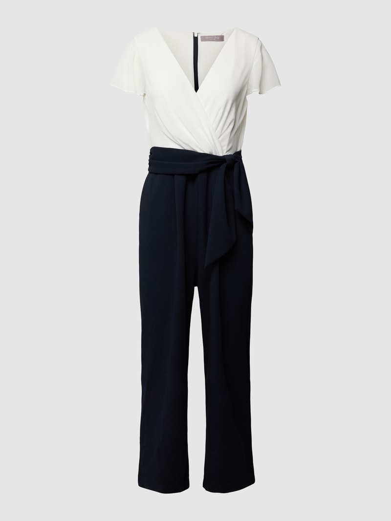 Jumpsuit mit Knoten-Detail in marineblau meliert