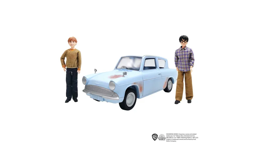 Harry Potter und Ron Weasley im fliegenden Auto, Puppen Set mit Zubehör