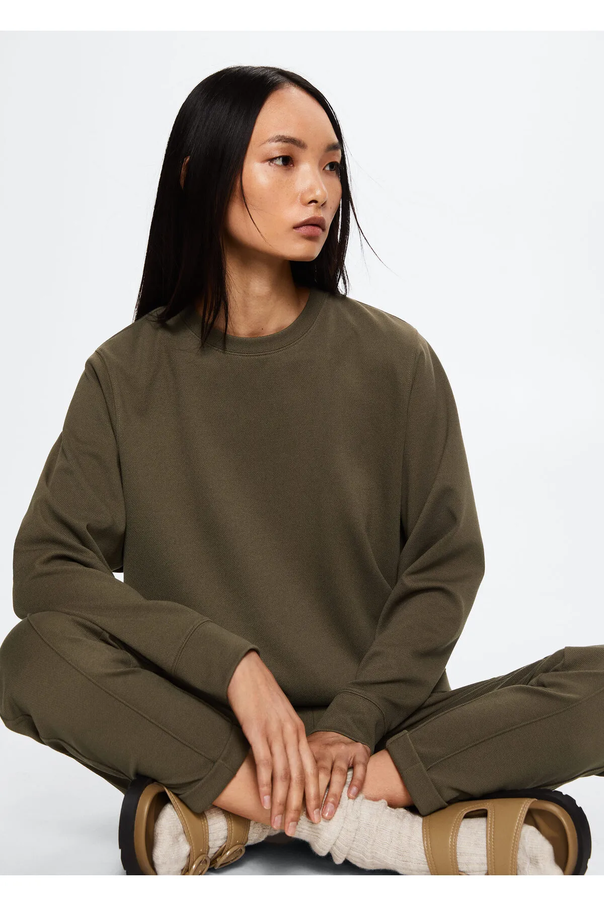 MANGO  Khakifarbenes Damen-Sweatshirt 37063840