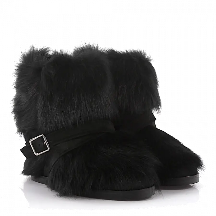 Gianvito Rossi - Keilstiefeletten G05781 Veloursleder Lammfell - schwarz