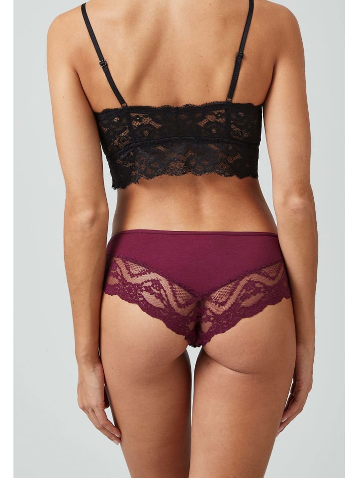 SNOCKS Hipster mit Spitze aus Bio-Baumwolle 3 Stück in Mix (Mauve/Weinrot/Schwarz) günstig kaufen