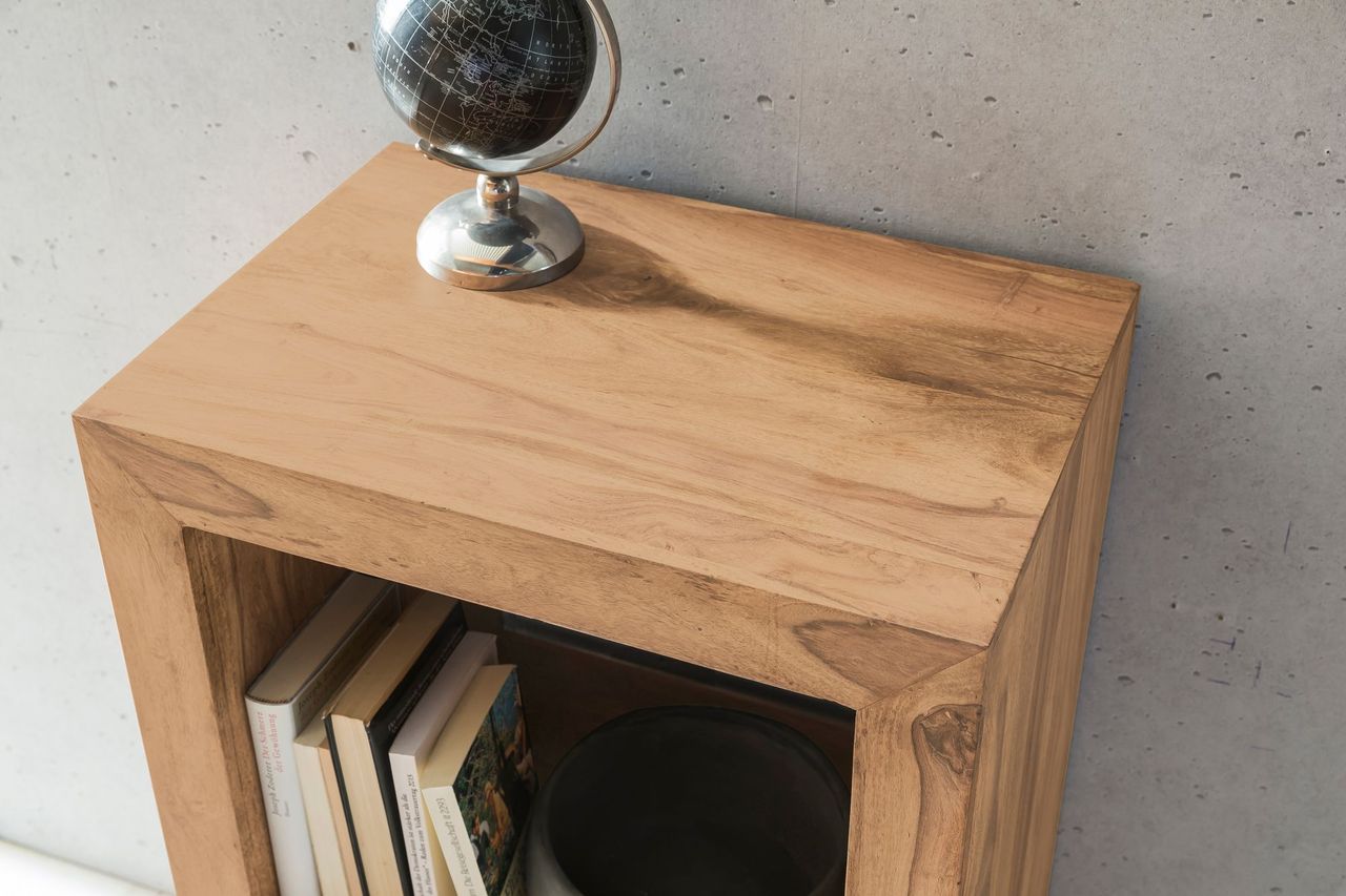 Wohnling Akazie Standregal Massiv 88 cm mit 2 Böden Massivholz