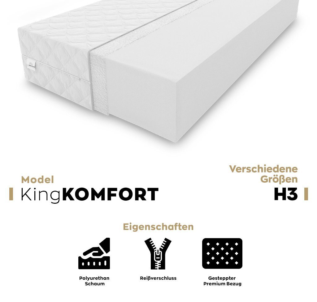 Kaltschaummatratze Matratzen rollmatratze kaltschaum H3 KingKOMFORT 180 x 200 x 10 cm, KingMatratzen, 10 cm hoch