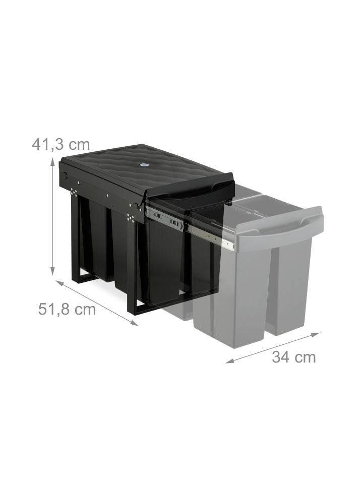 relaxdays Einbaumülleimer in Schwarz - 1x 20 l   2x 10 l günstig kaufen onesize