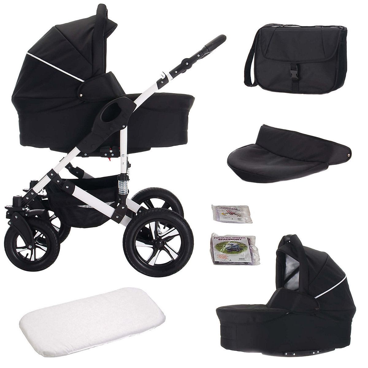 Florida | 3 in 1 Kombi Kinderwagen Komplettset | Hartgummireifen Kombikinderwagen