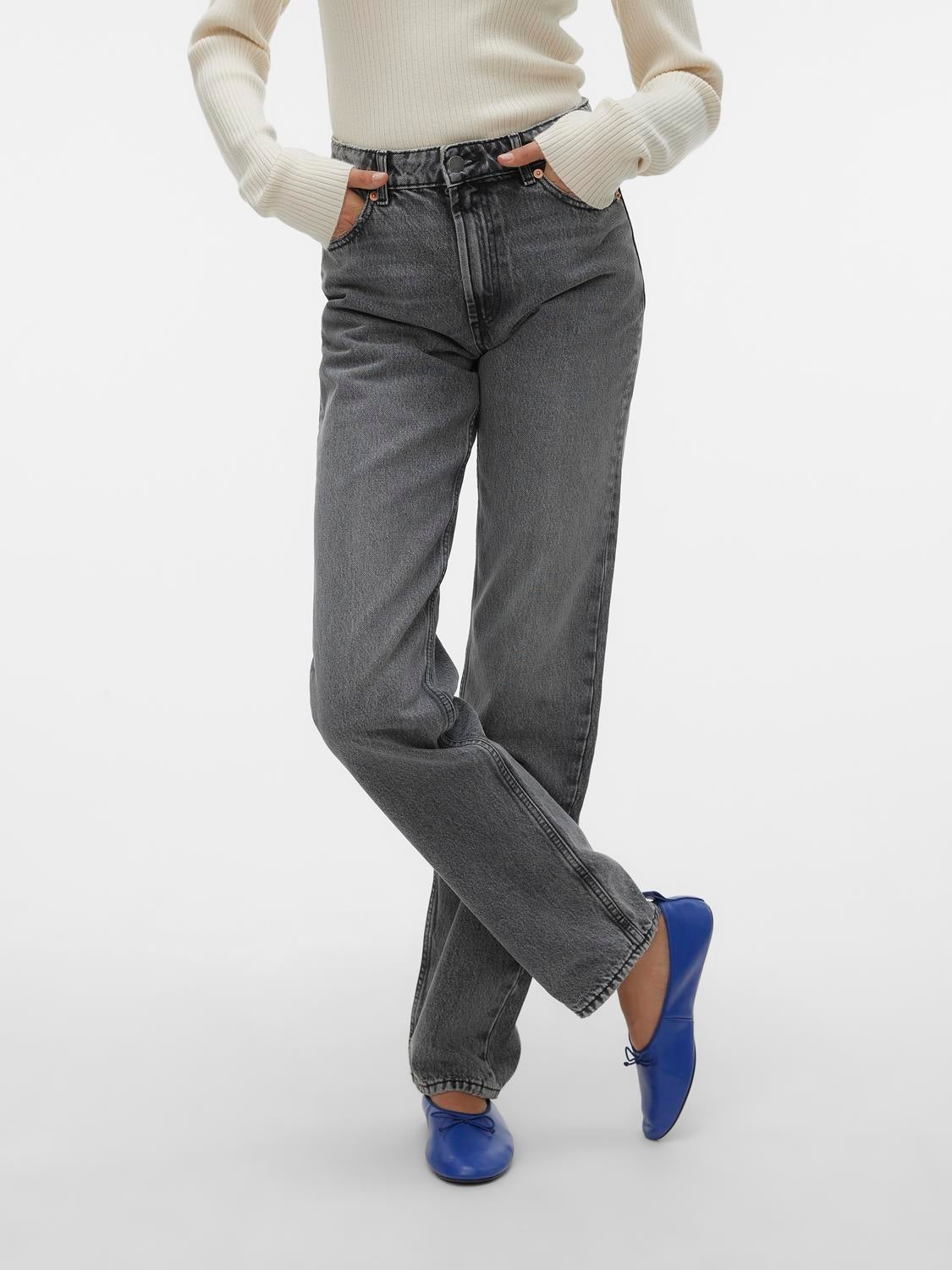 VMHAILEY Hohe Taille Gerade geschnitten Jeans