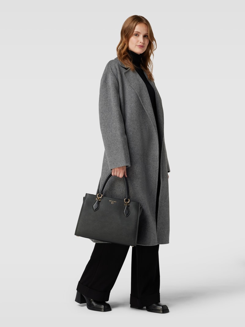 Tote Bag aus Leder mit Label-Detail Modell 'MARILYN' in schwarz