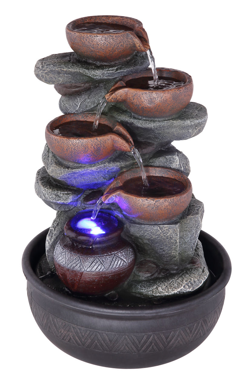 Globo Lighting - FONTANA - Brunnen Kunststoff grau antik, RGB LED