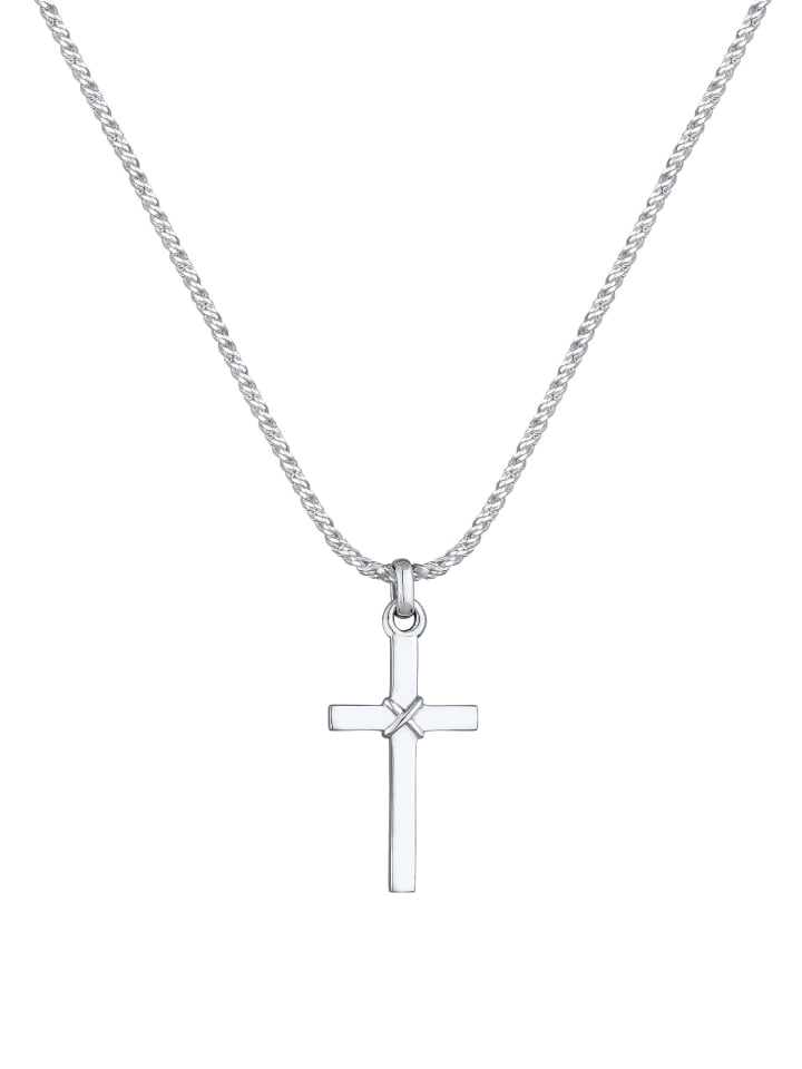 KUZZOI Halskette 925 Sterling Silber Kreuz in Silber günstig kaufen 55 cm