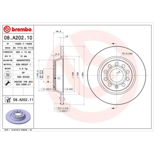 08.A202.11 BREMSSCHEIBE BREMBO  HA VP2 - ATU