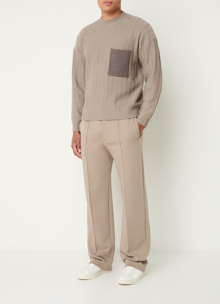 Emporio Armani Fine-knit virgin wool pullover with texture and chest pocket