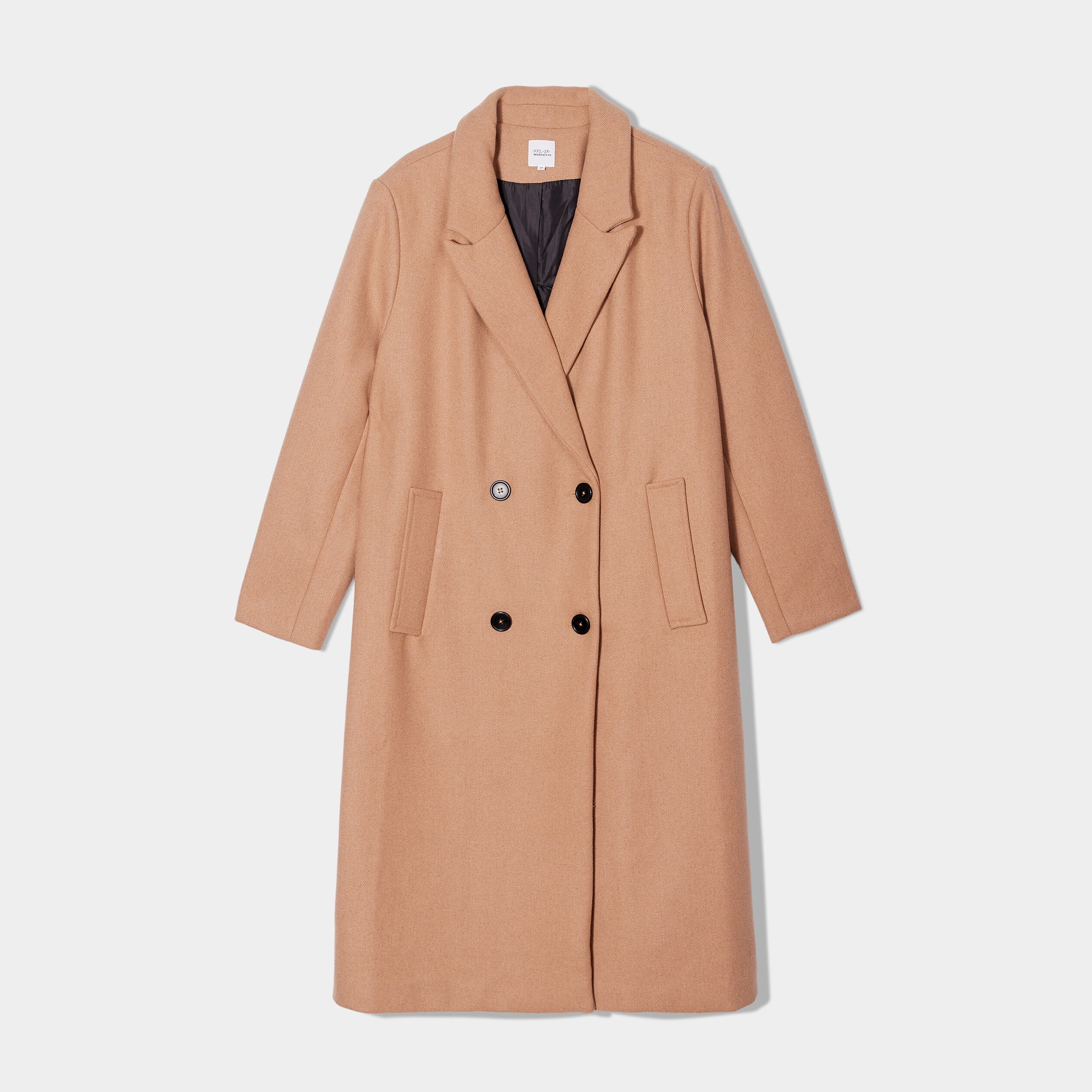 Manteau long double boutonnage taupe femme grande taille | La Halle
