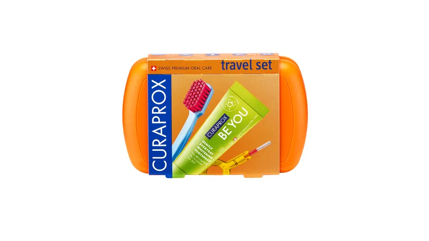 Curaprox Travel Set Zahnbürste & Zahnpasta Be You Orange