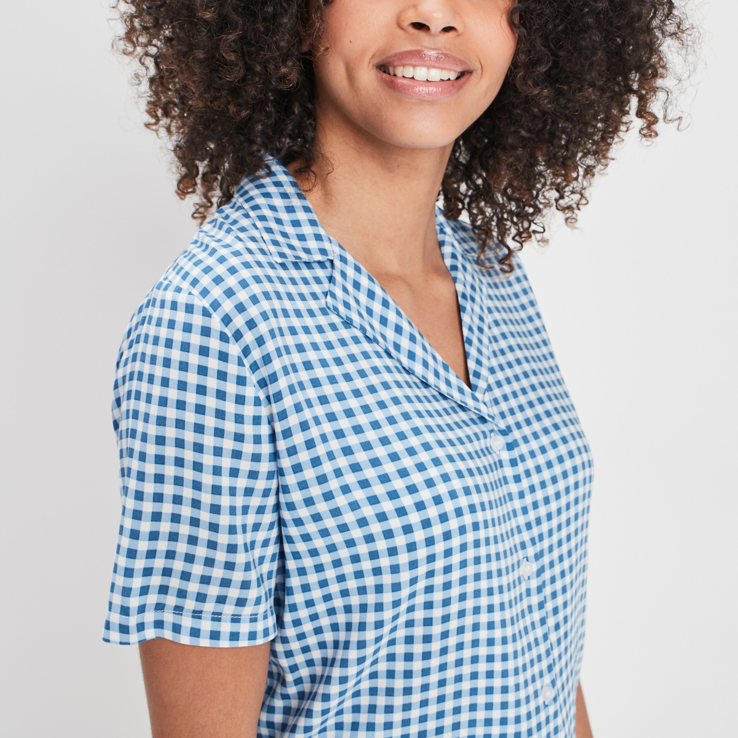 Chemise manches courtes bleu pastel femme | La Halle