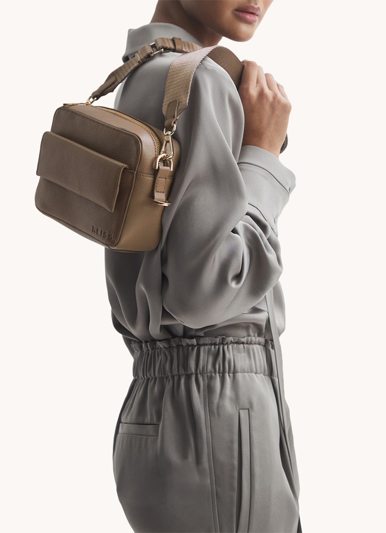Reiss Clea crossbody-veske i skinn med logo