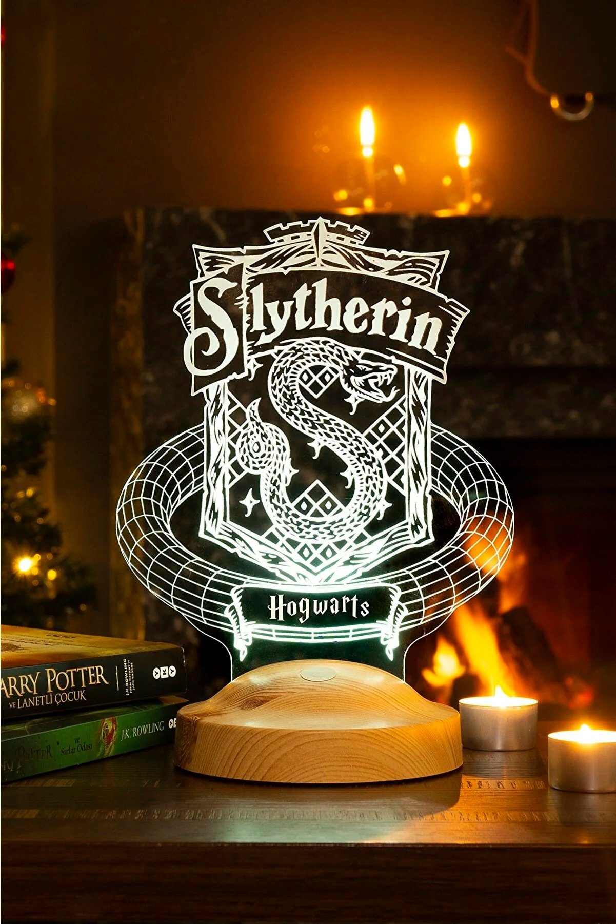 Geschenkelampe LED Nachttischlampe Slytherin Hogwarts Harry Potter LED-Nachtlicht Geschenke Lampe, LED fest integriert, Mehrfarbig