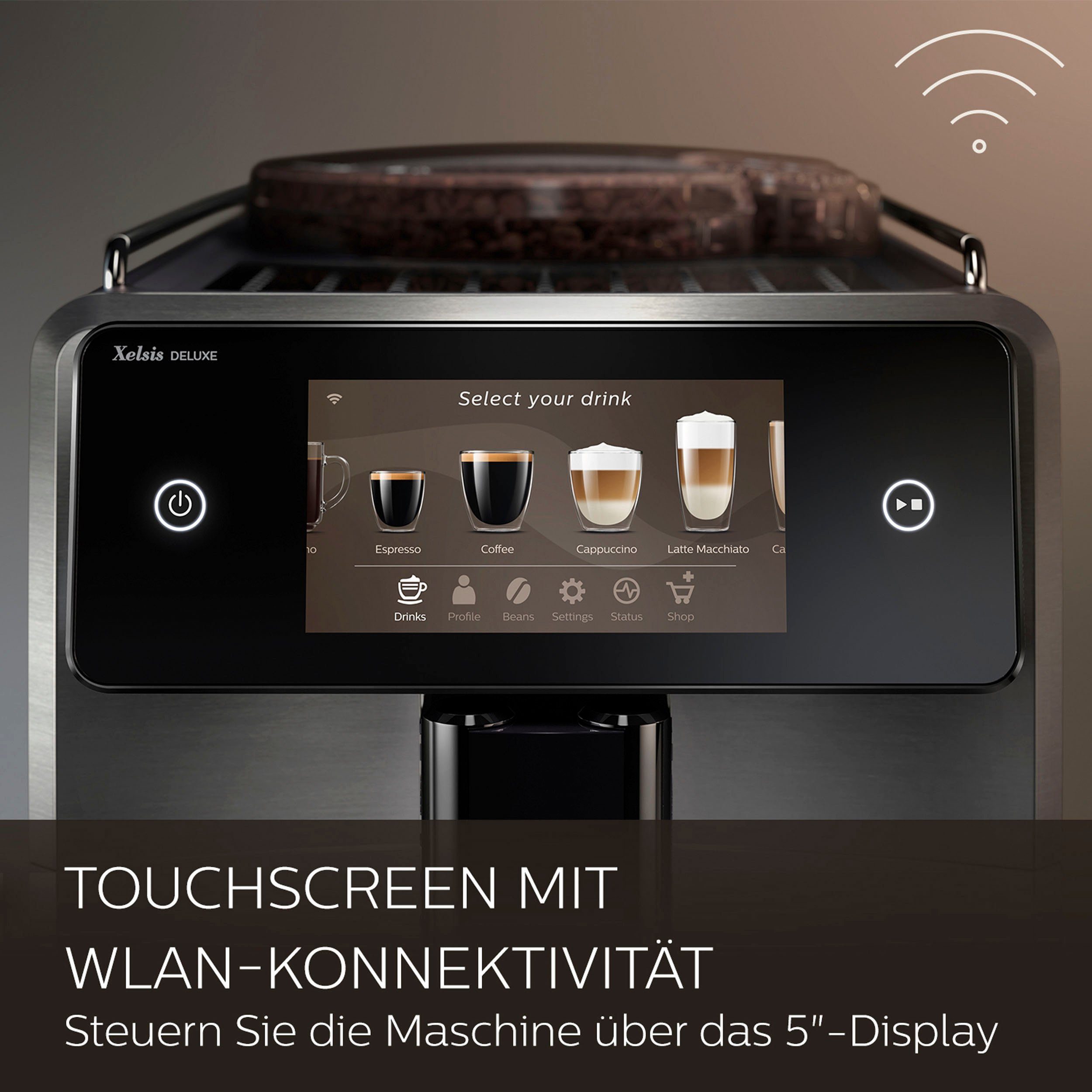 Saeco Kaffeevollautomat Xelsis Deluxe SM8785/00, für 22 Kaffeespezialitäten, mit 8 Benutzerprofilen und 5