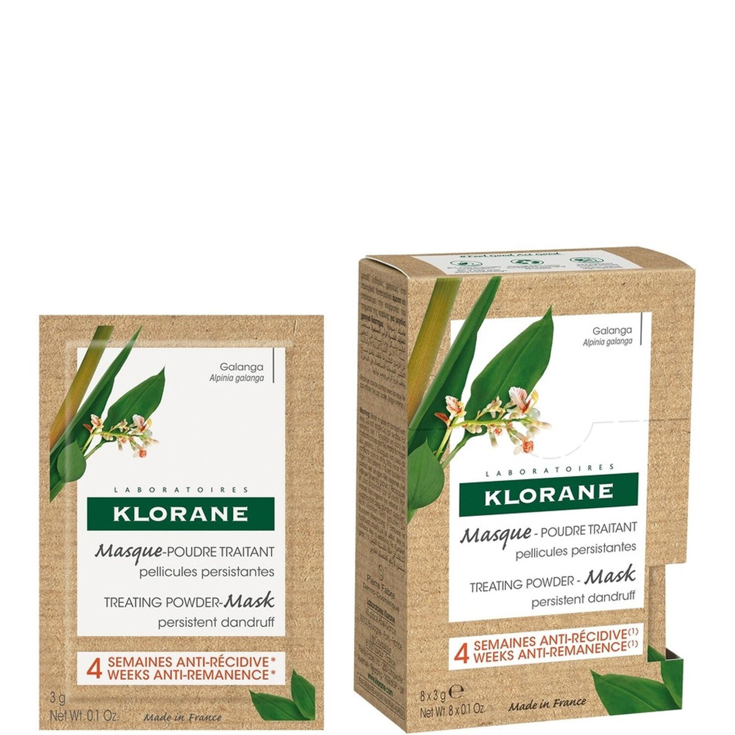 Klorane Masque-Poudre Anti-Pelliculaire au Galanga - 8x3 g