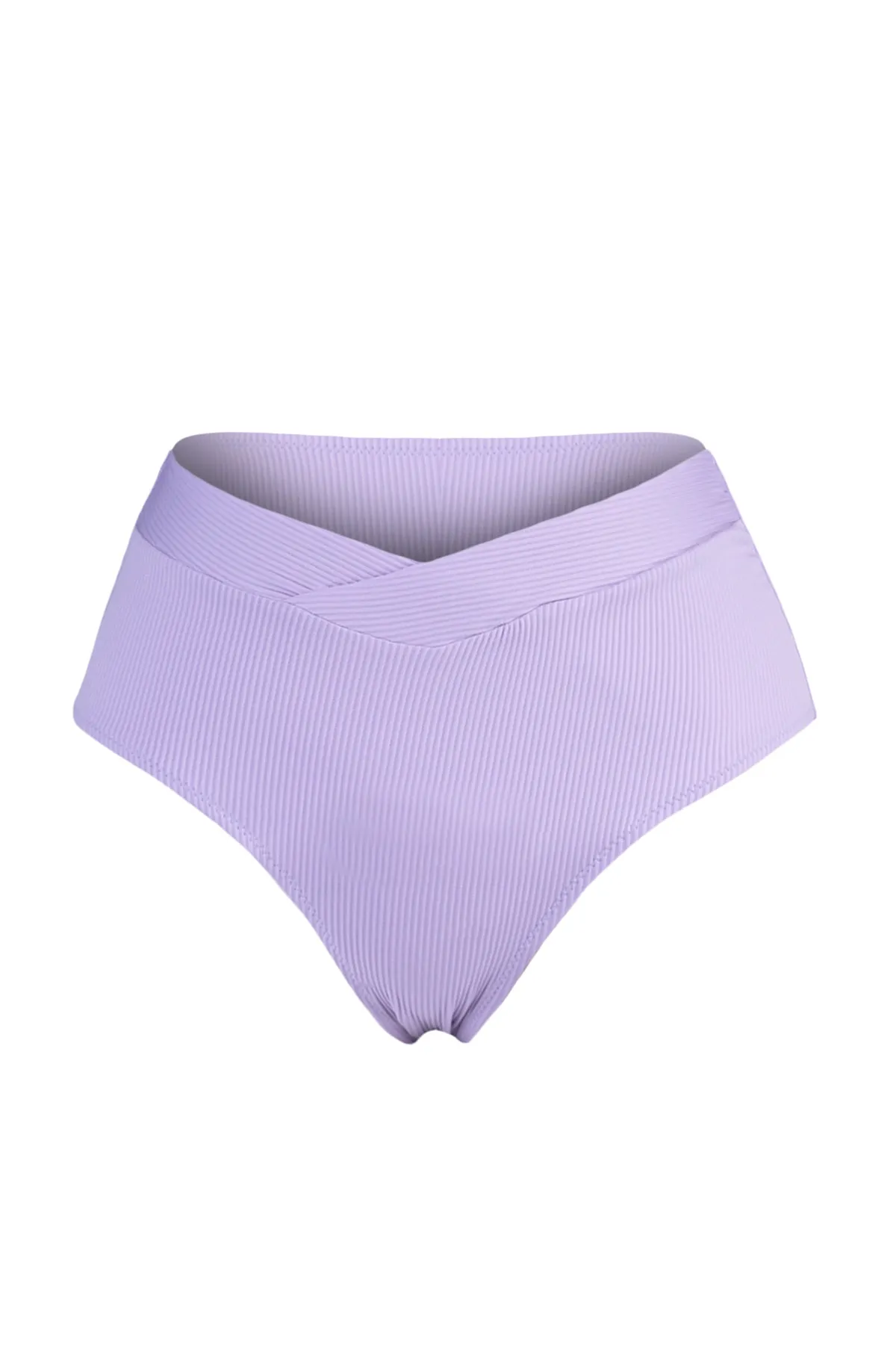 Trendyol Collection  Lila V-Schnitt, strukturierte Bikinihose mit hoher Taille und normalem Beinverlauf TBESS21BA0067