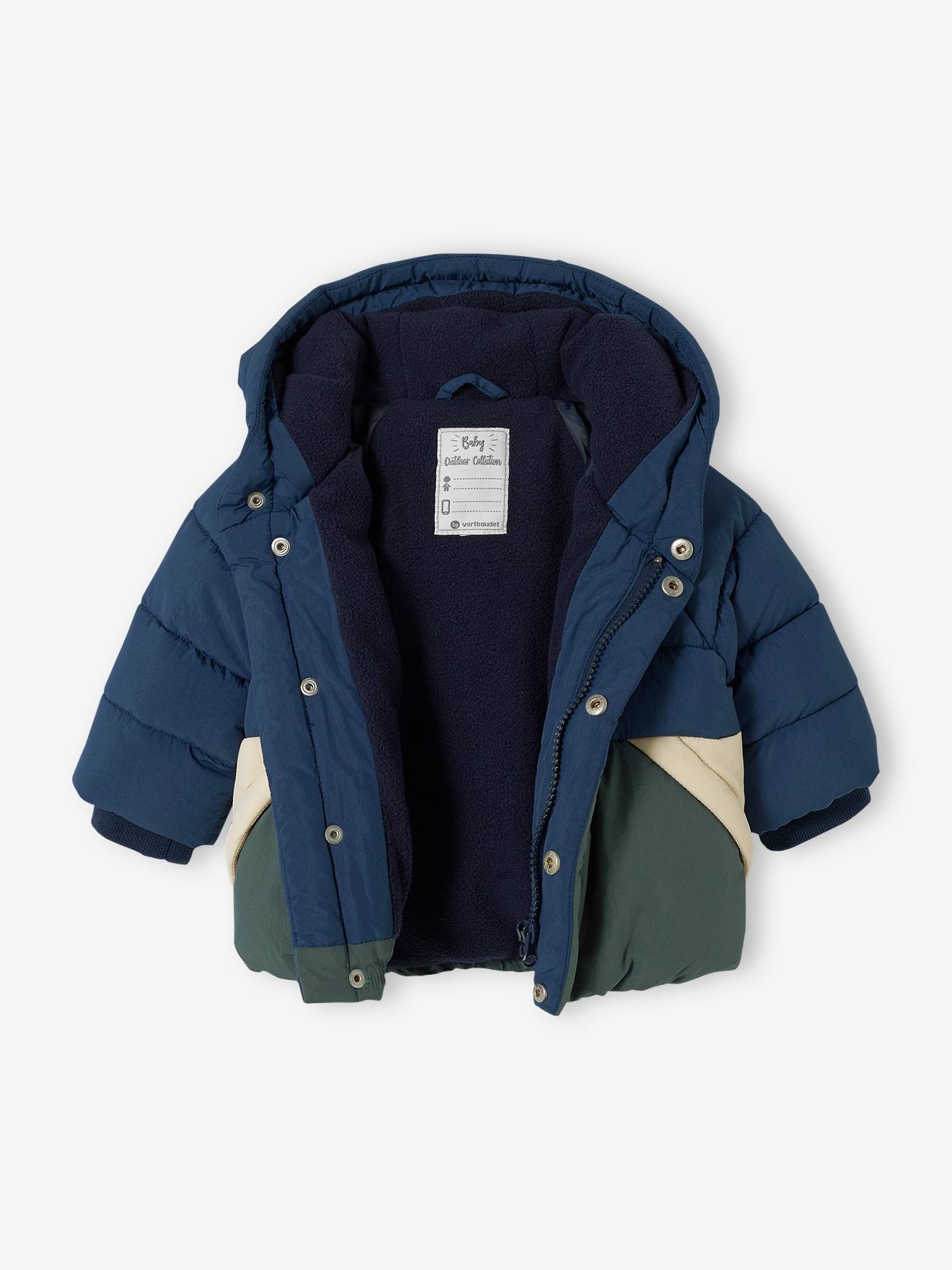 Doudoune colorblock bébé avec capuche marine