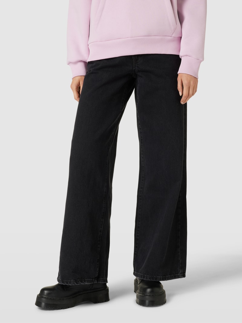 Baggy Jeans mit weitem Bein Modell 'OVER EX' in schwarz