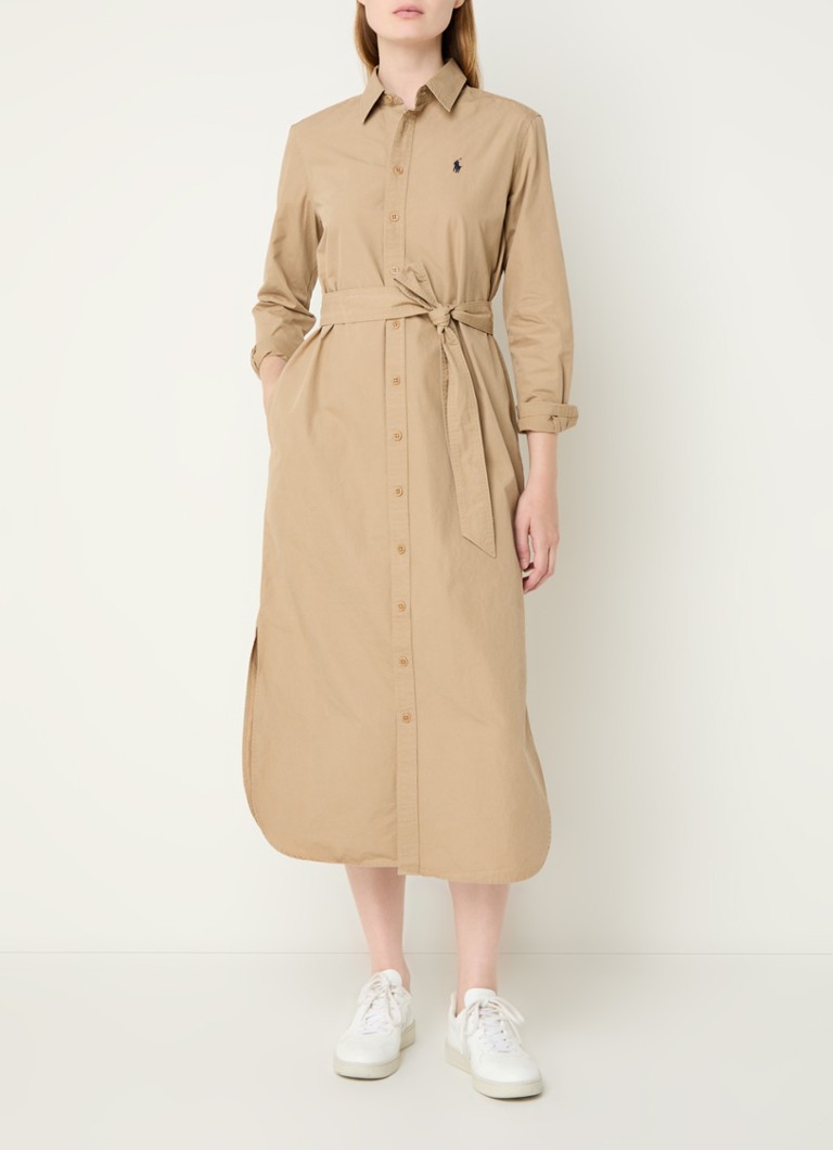 Ralph Lauren blouse dress with tie belt and logo embroidery