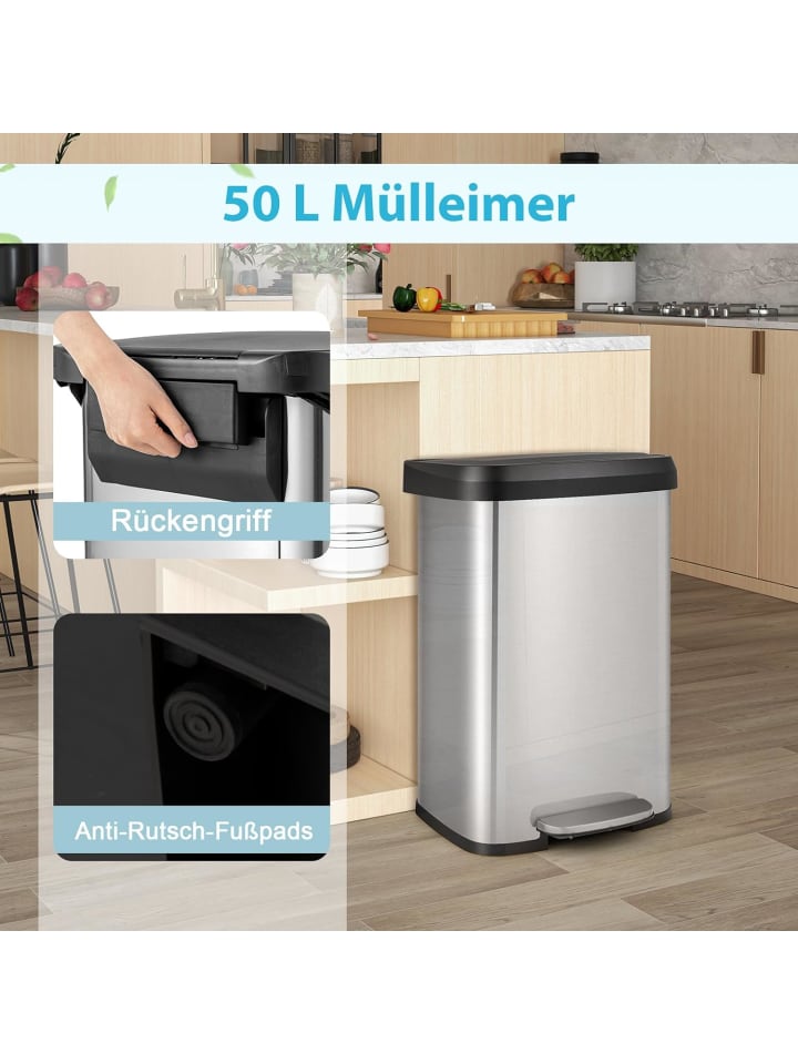 COSTWAY Mülleimer 50L in Silber günstig kaufen 41 cm