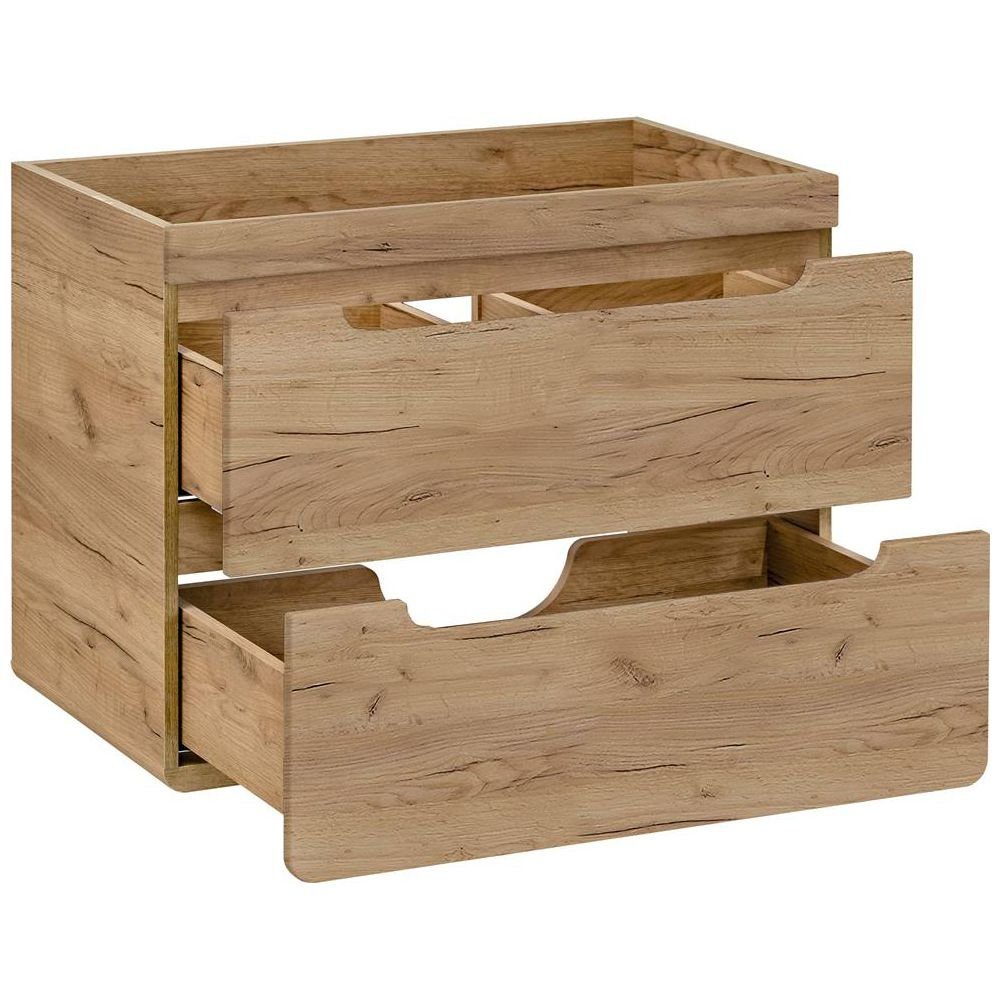 Lomadox Badmöbel-Set LUTON-56-CRAFT, (Spar-Set, 4-St., 4-tlg), Waschtisch und Spiegelschrank in Wotan Eiche Nb., 81/200/46 cm