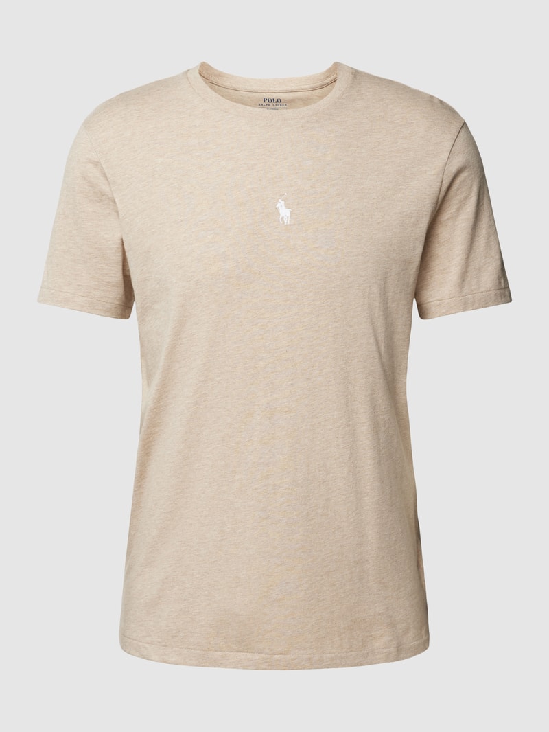 T-Shirt mit Logo-Stitching in sand