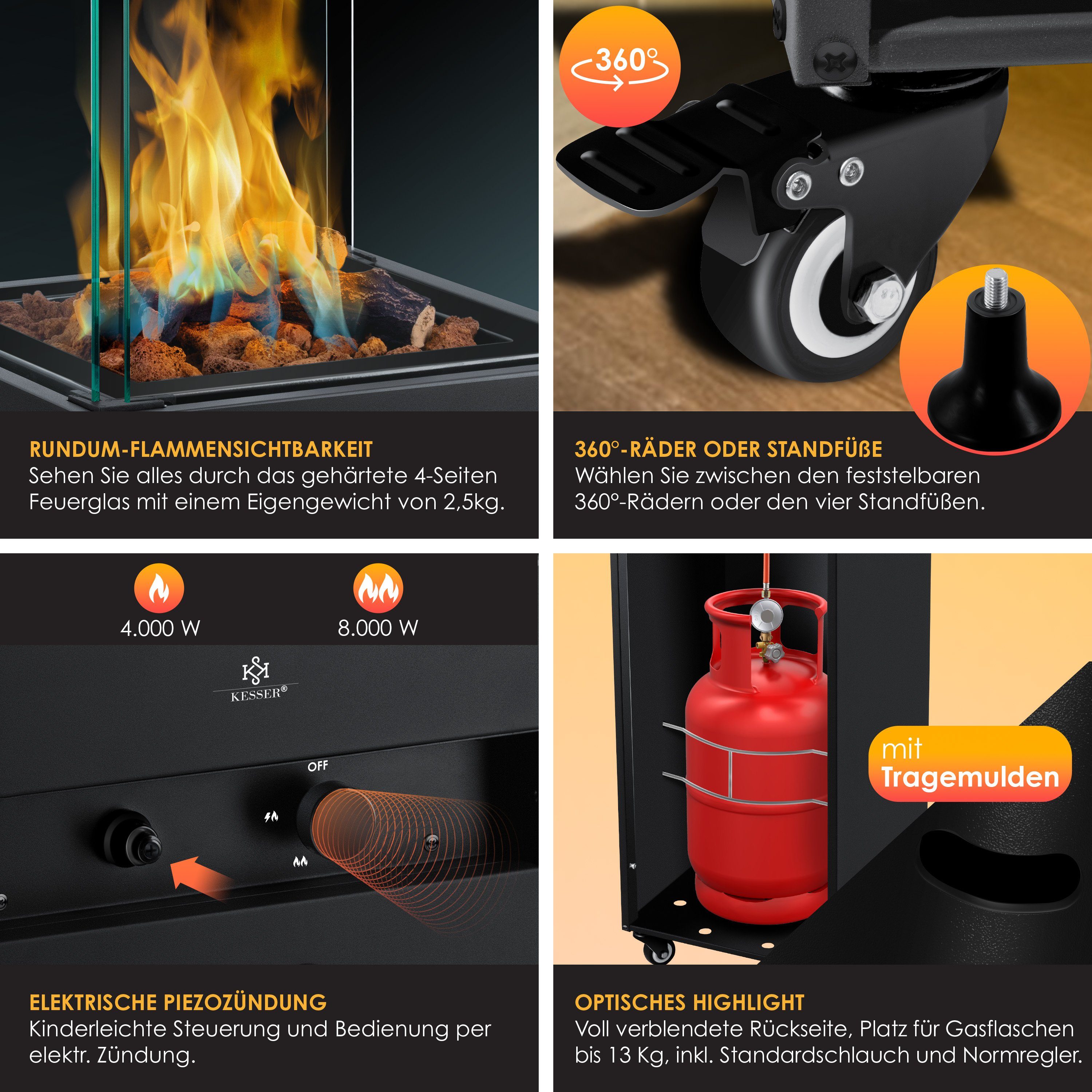 KESSER Heizstrahler, Heizstrahler Gas Terrassenheizstrahler Gasheizung