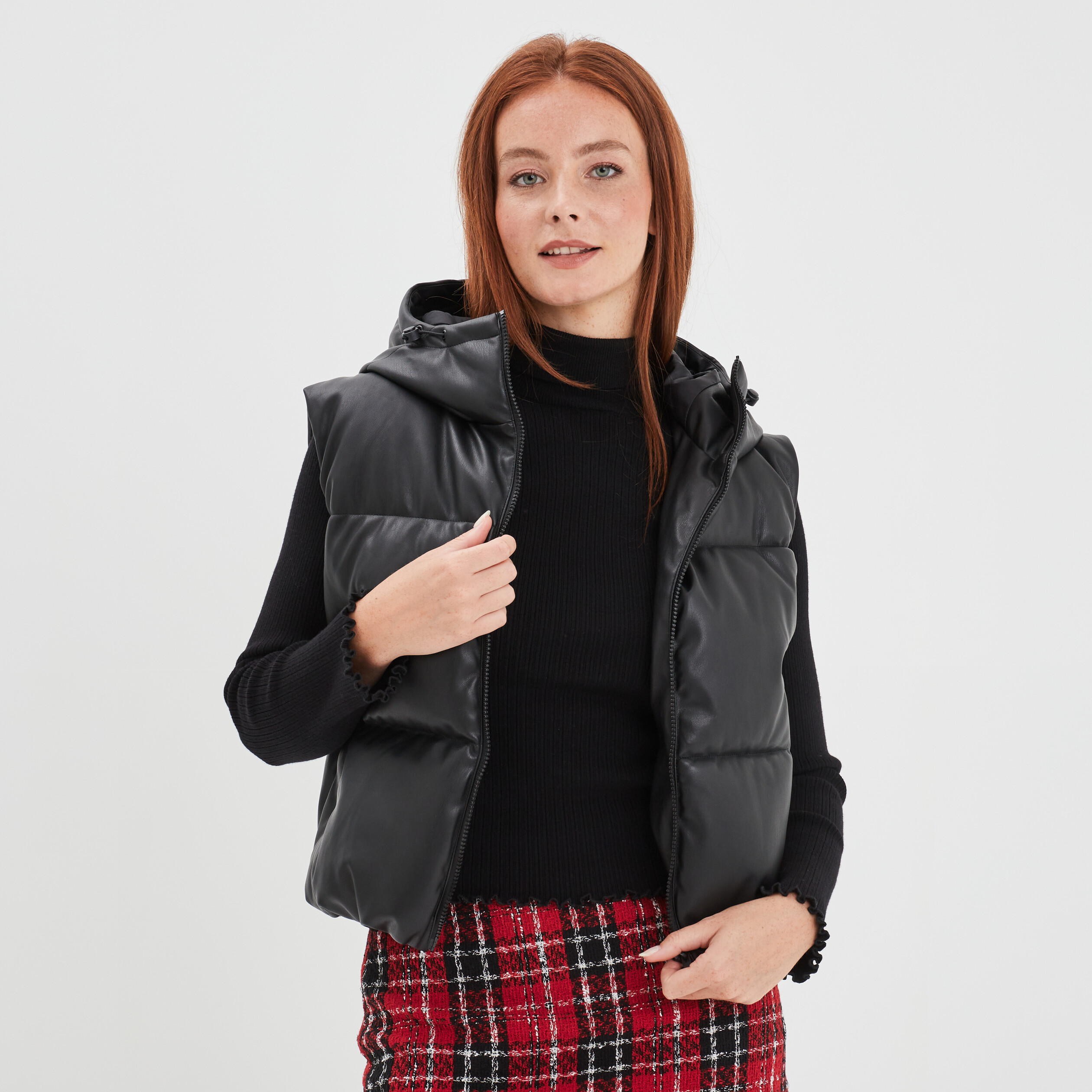 Doudoule simili cuir à capuche noir femme | La Halle