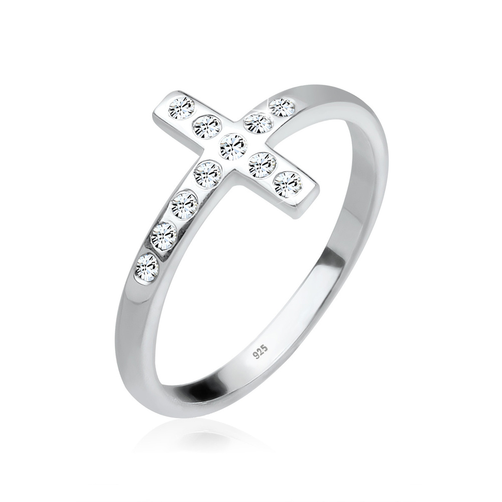 Elli Elli Bague Blogger Kreuz Kristalle 925 Silber Bague