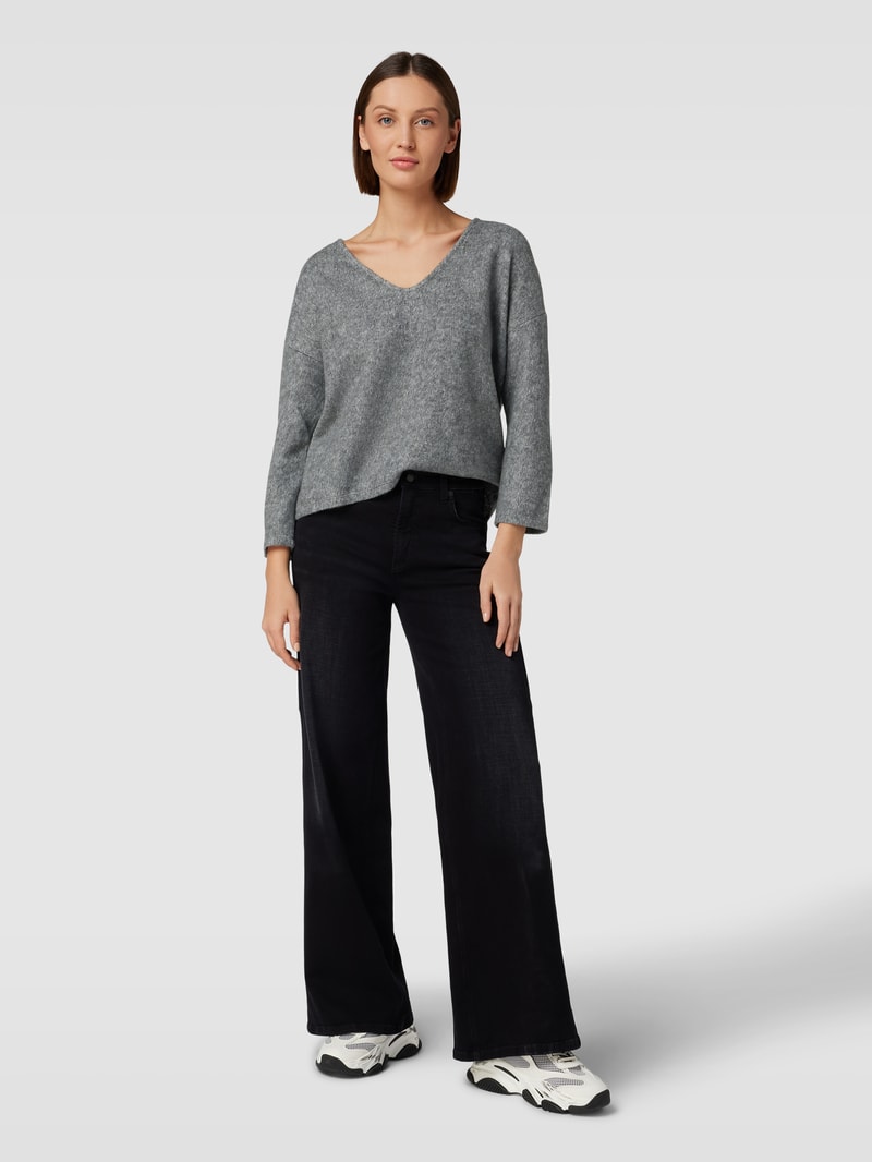 Cropped Pullover in melierter Optik in hellgrau melange