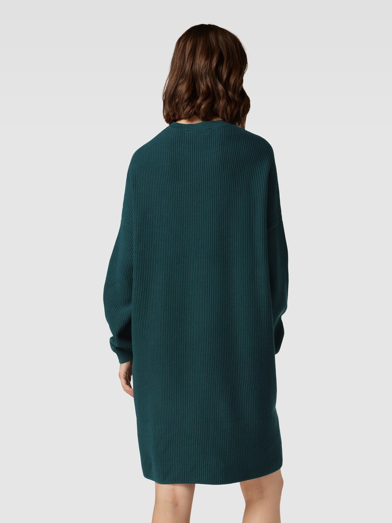 Strickkleid aus Baumwolle mit Rundhalsausschnitt in dunkelgrün