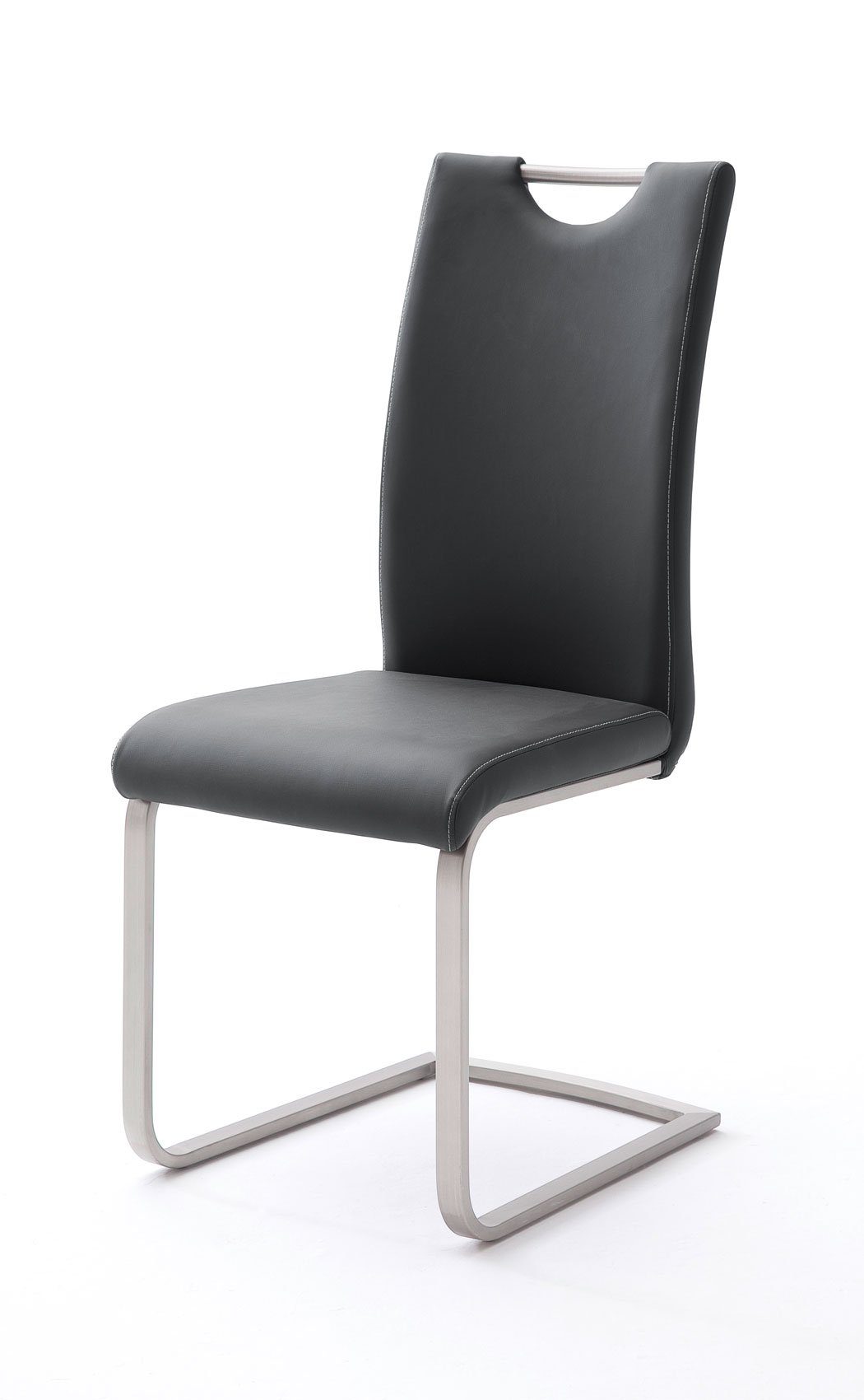expendio Wohnzimmer-Set Travis 144, (Spar-Set, 7-St), weiß Hochglanz montiert LED + Softclose + 4x Stuhl Kunstleder schwarz