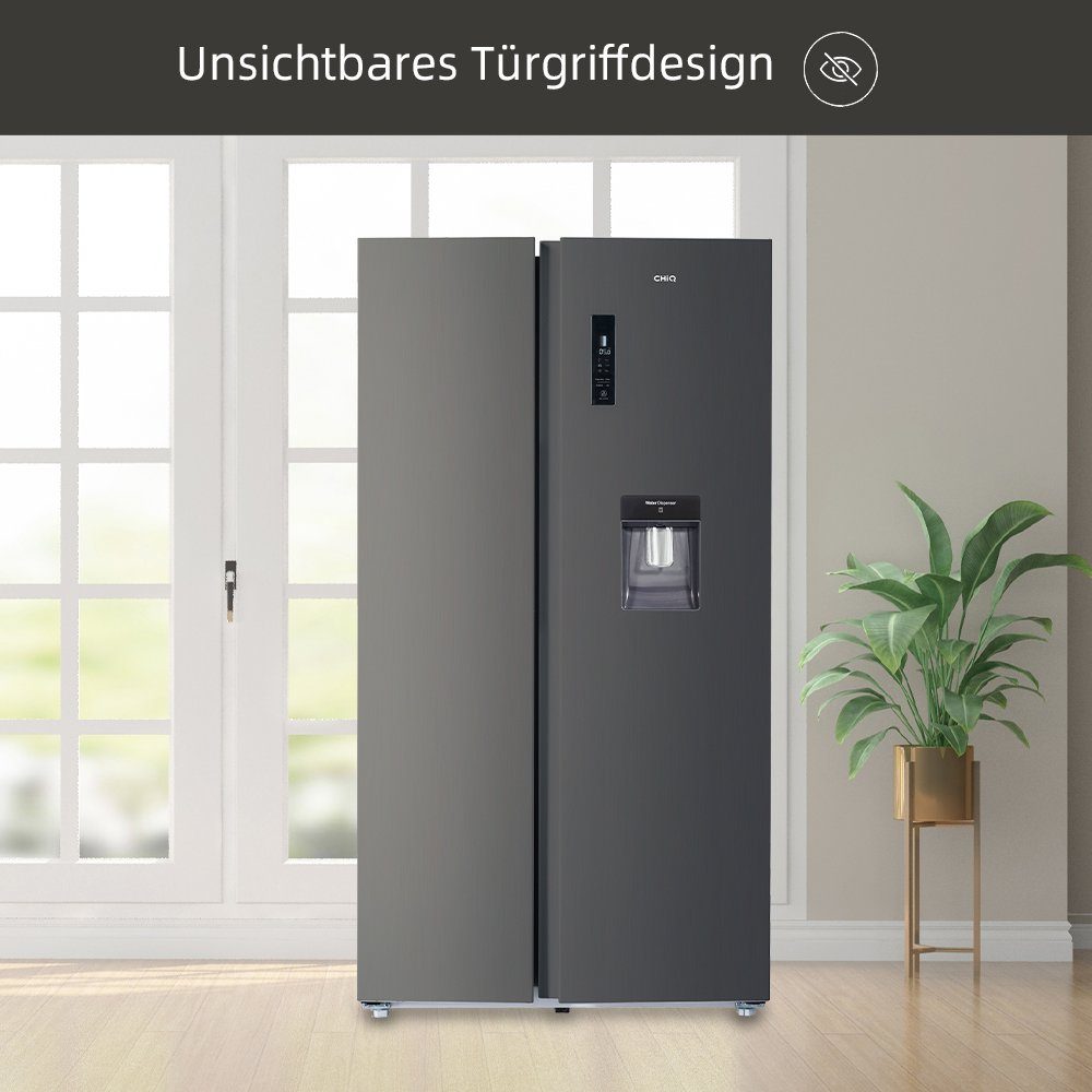 CHiQ Side-by-Side FSS559NEI42D, 177 cm hoch, 91.2 cm breit, 559L Kühlschränke,Inverter,12 Jahre Garantie für den Kompressor