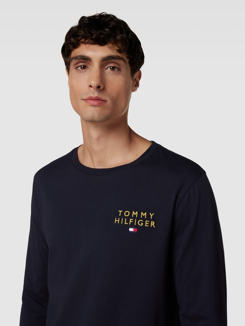 Longsleeve mit Label-Stitching Modell 'ORIGINAL' in marineblau