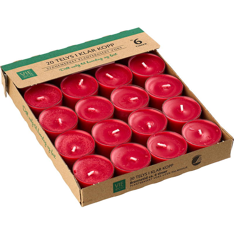 Vie Eco Telys 20-pk 6 timer rød Vie Eco